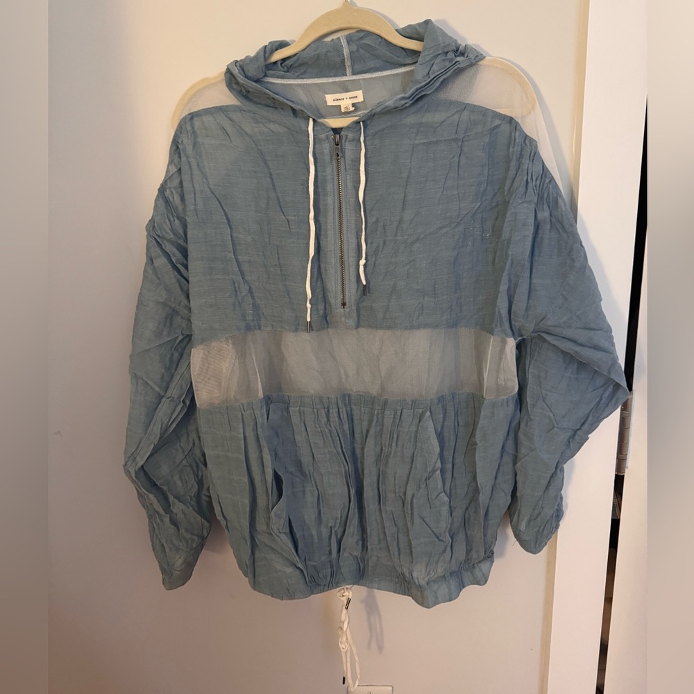 silence + noise Light Blue Oversized Cover Up Quarter Zip Hoodie